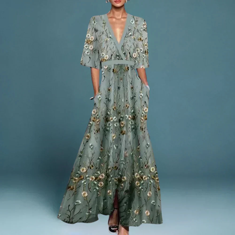 Jill | Women's Elegant Floral Print Maxi Dress