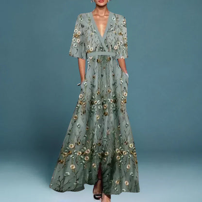 Vivian | Women's Romantic Floral Print Maxi Dress