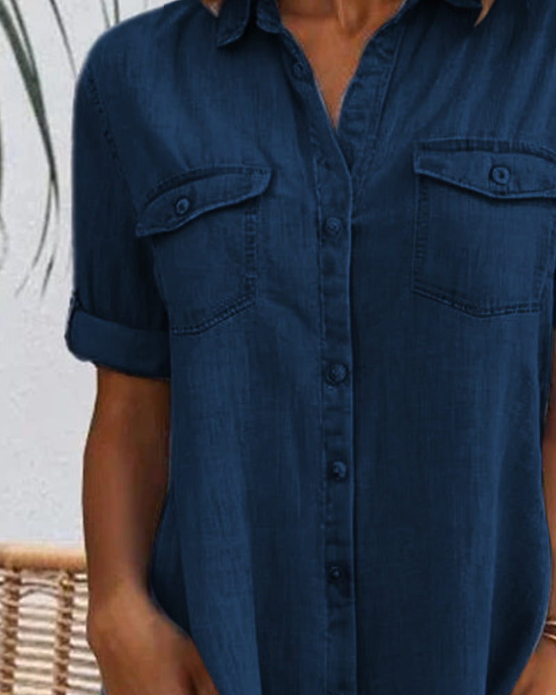 Jennifer | Women's Lightweight Denim-Look Shirt Dress