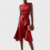 Helena | Women's Asymmetric Draped Midi Dress