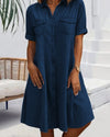 Penelope | Women's Denim-Look Button-Front Shirt Dress
