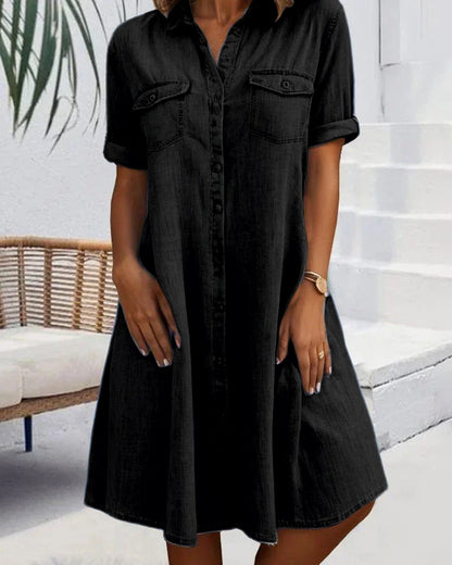 Jennifer | Women's Lightweight Denim-Look Shirt Dress