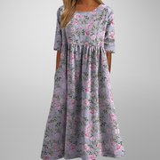 Felicity | Women's Relaxed Floral Midi Dress - Dusty Lilac