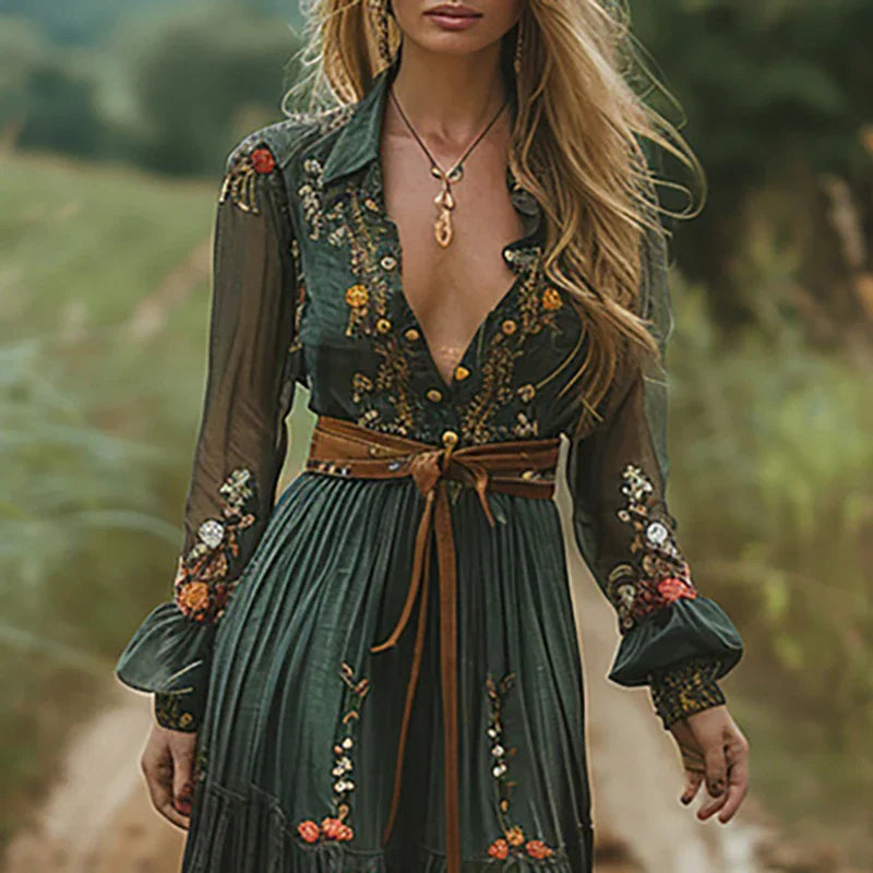 Selvara | Women's Bohemian Floral Maxi Dress