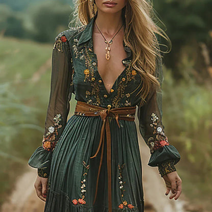 Selvara | Women's Bohemian Floral Maxi Dress