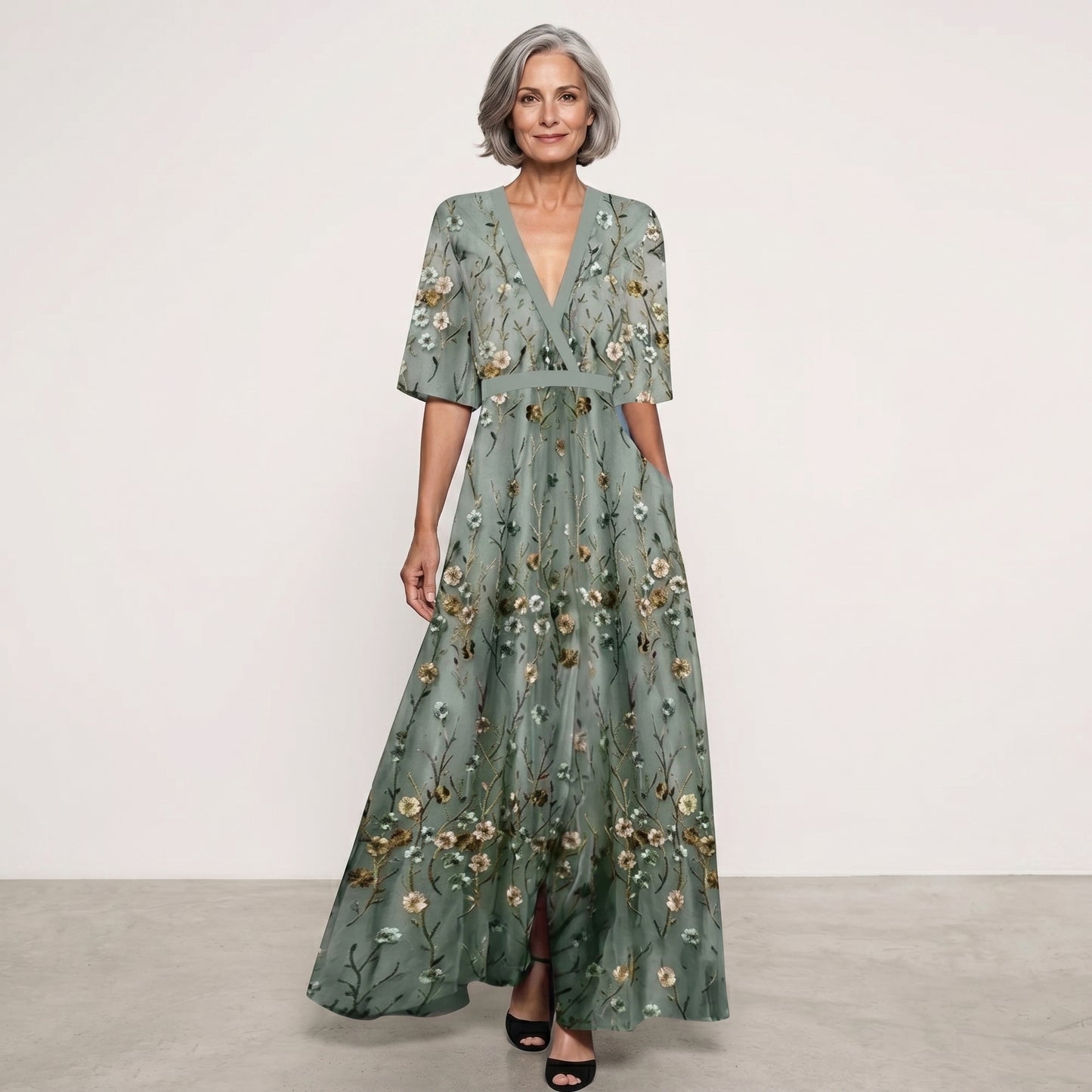 Vivian | Women's Romantic Floral Print Maxi Dress
