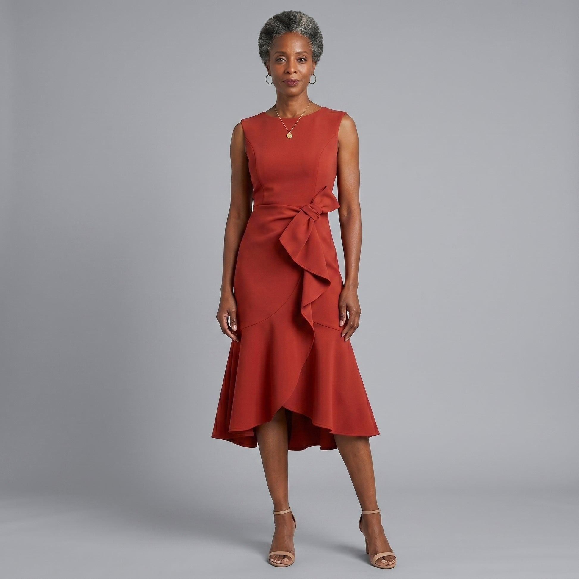 Draped Asymmetric Midi Dress for Women