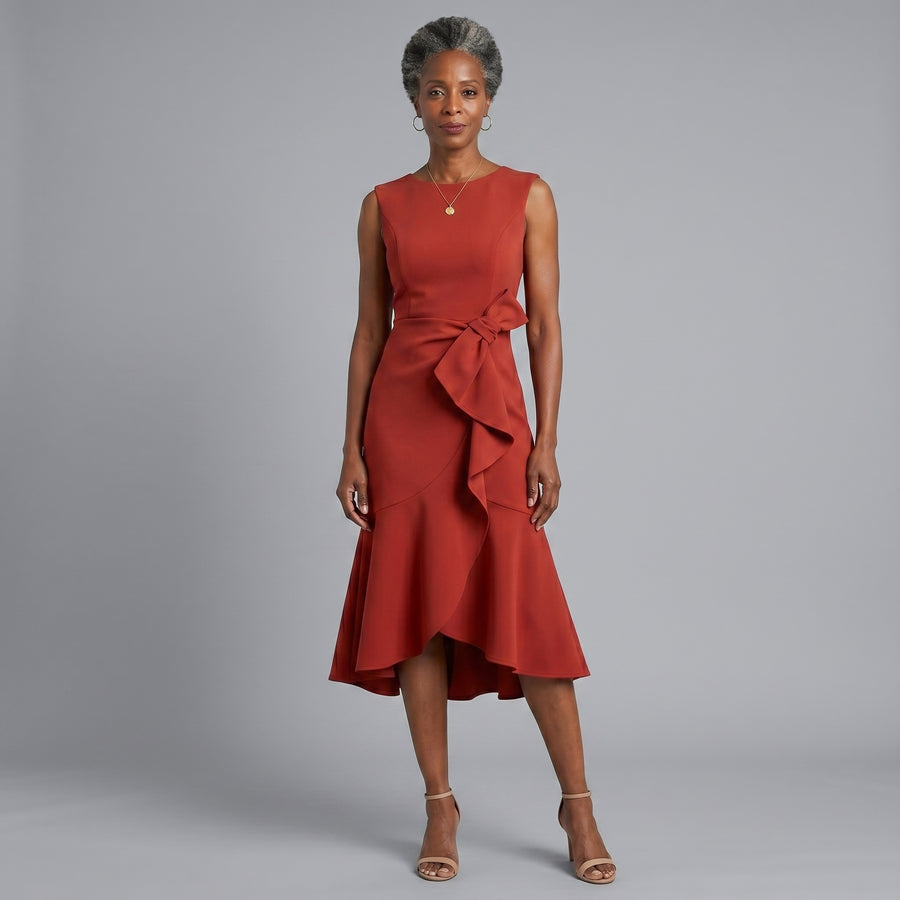 Helena | Women's Asymmetric Draped Midi Dress