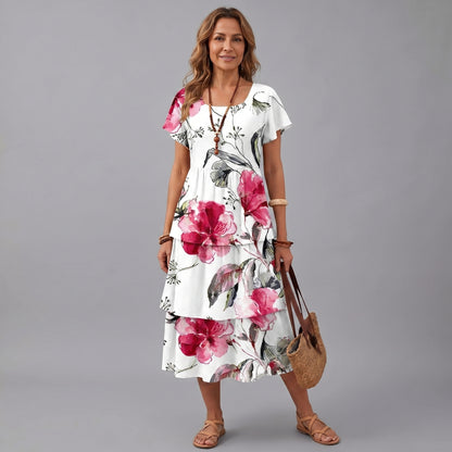 Cecilia | Women's Floral Ruffled Pleated Dress