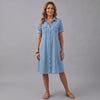 Penelope | Women's Denim-Look Button-Front Shirt Dress