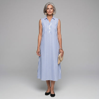 Cordelia | Women's Striped Collared Shirt Dress