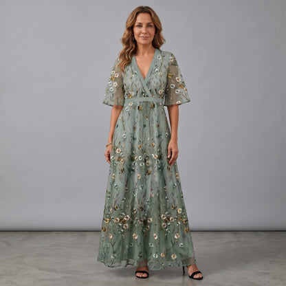 Vivian | Women's Romantic Floral Print Maxi Dress