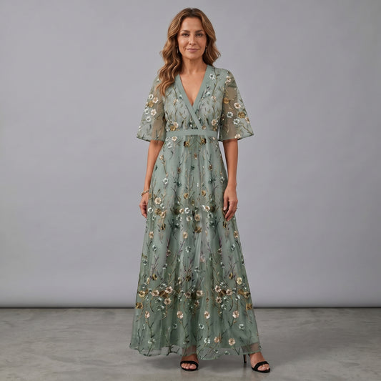 Vivian | Women's Romantic Floral Print Maxi Dress