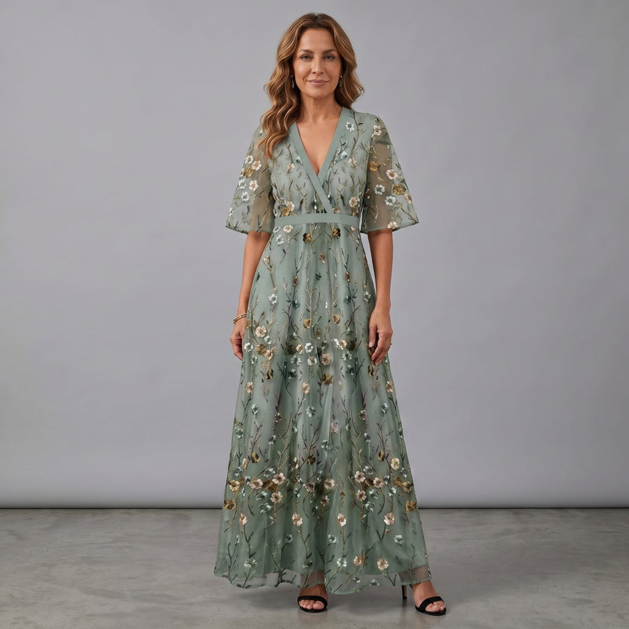 Vivian | Women's Romantic Floral Print Maxi Dress