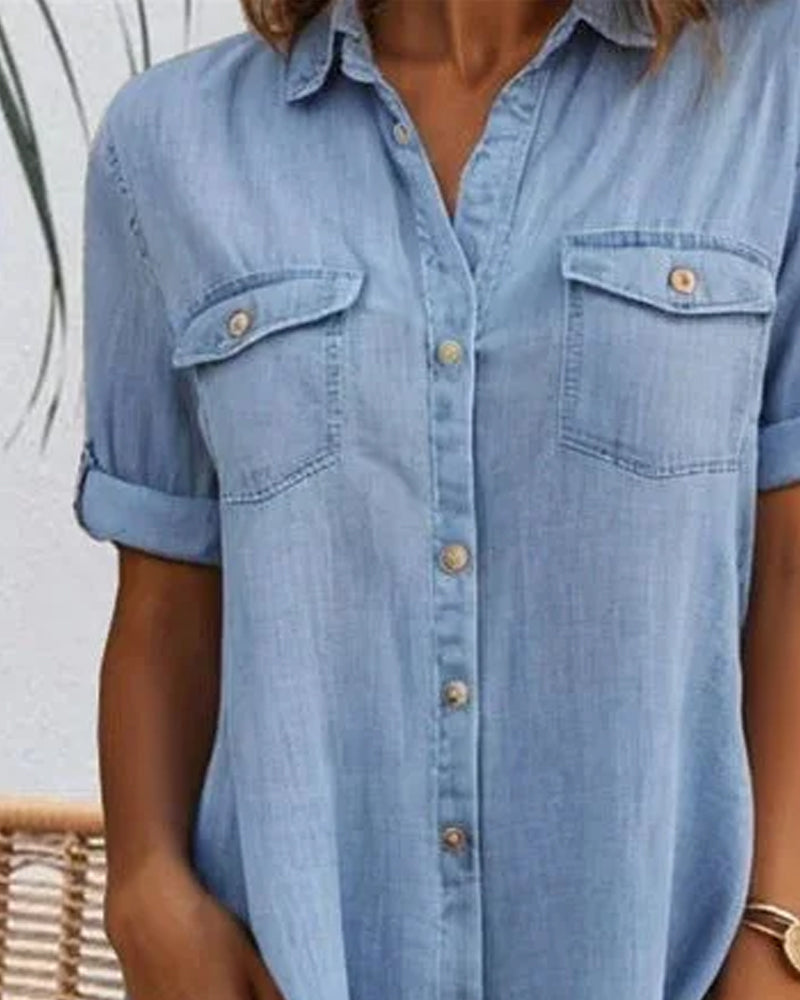Jennifer | Women's Lightweight Denim-Look Shirt Dress