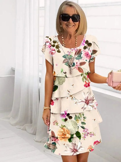 Cecilia | Women's Floral Ruffled Pleated Dress