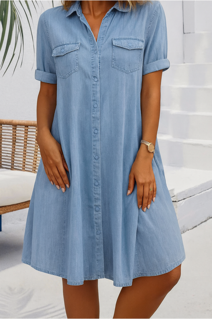 Jennifer | Women's Lightweight Denim-Look Shirt Dress